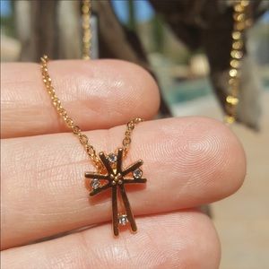 22K Gold Cross Necklace Swarovski Crystal jewelry